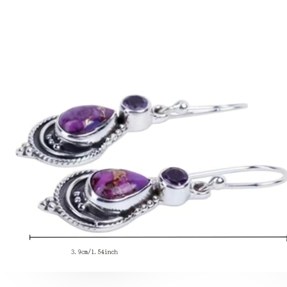 Retro Purple Dragon Crystal Earrings, Unique - Picture 2 of 5